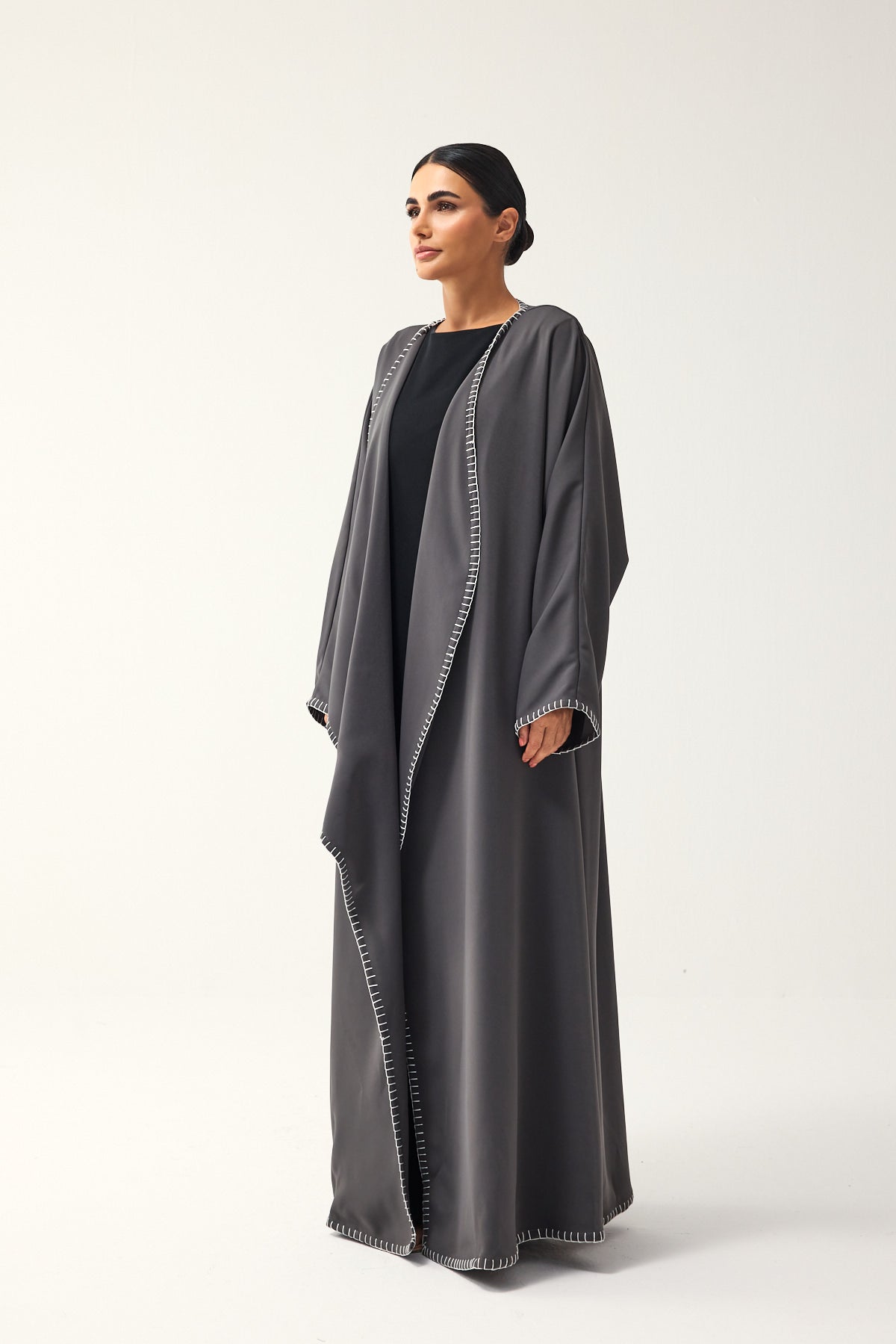 GREY OVERSIZED FIT CREPE DAILY ABAYA