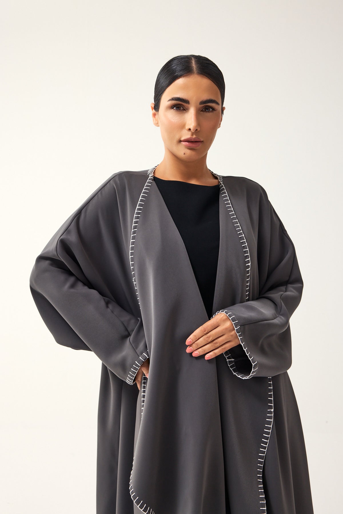 GREY OVERSIZED FIT CREPE DAILY ABAYA