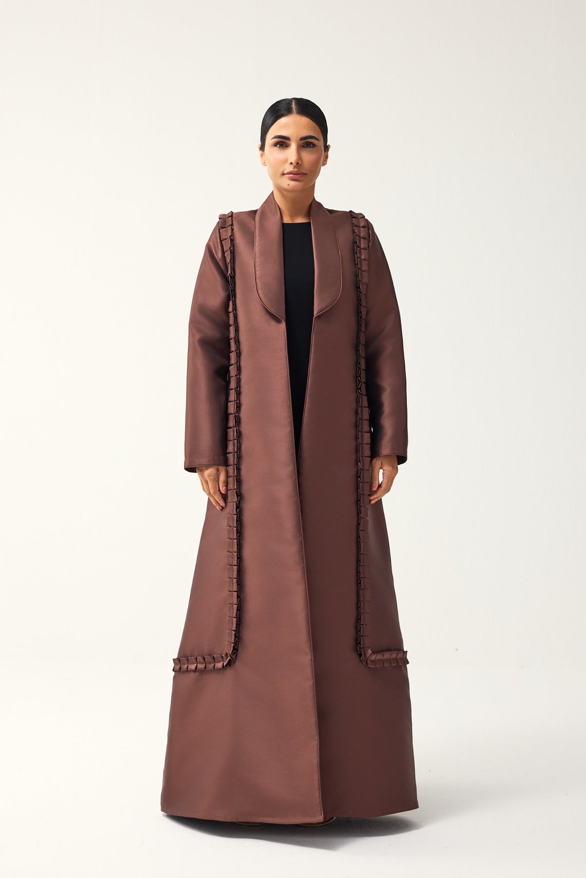 BROWN STRAIGHT FIT SATIN ABAYA