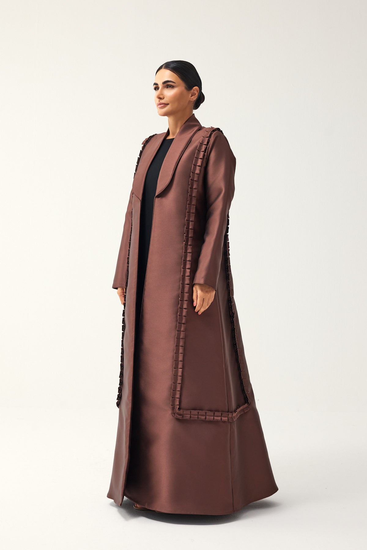 BROWN STRAIGHT FIT SATIN ABAYA