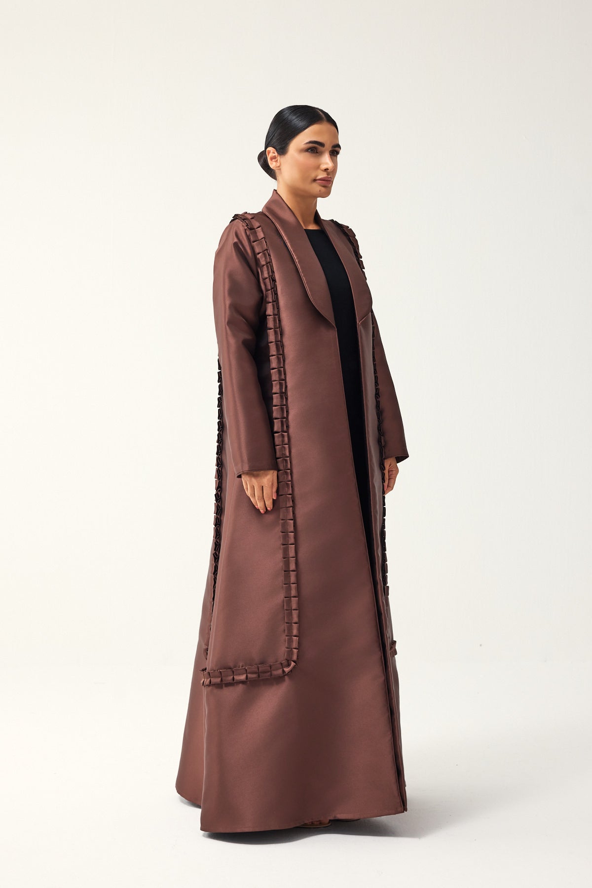 BROWN STRAIGHT FIT SATIN ABAYA
