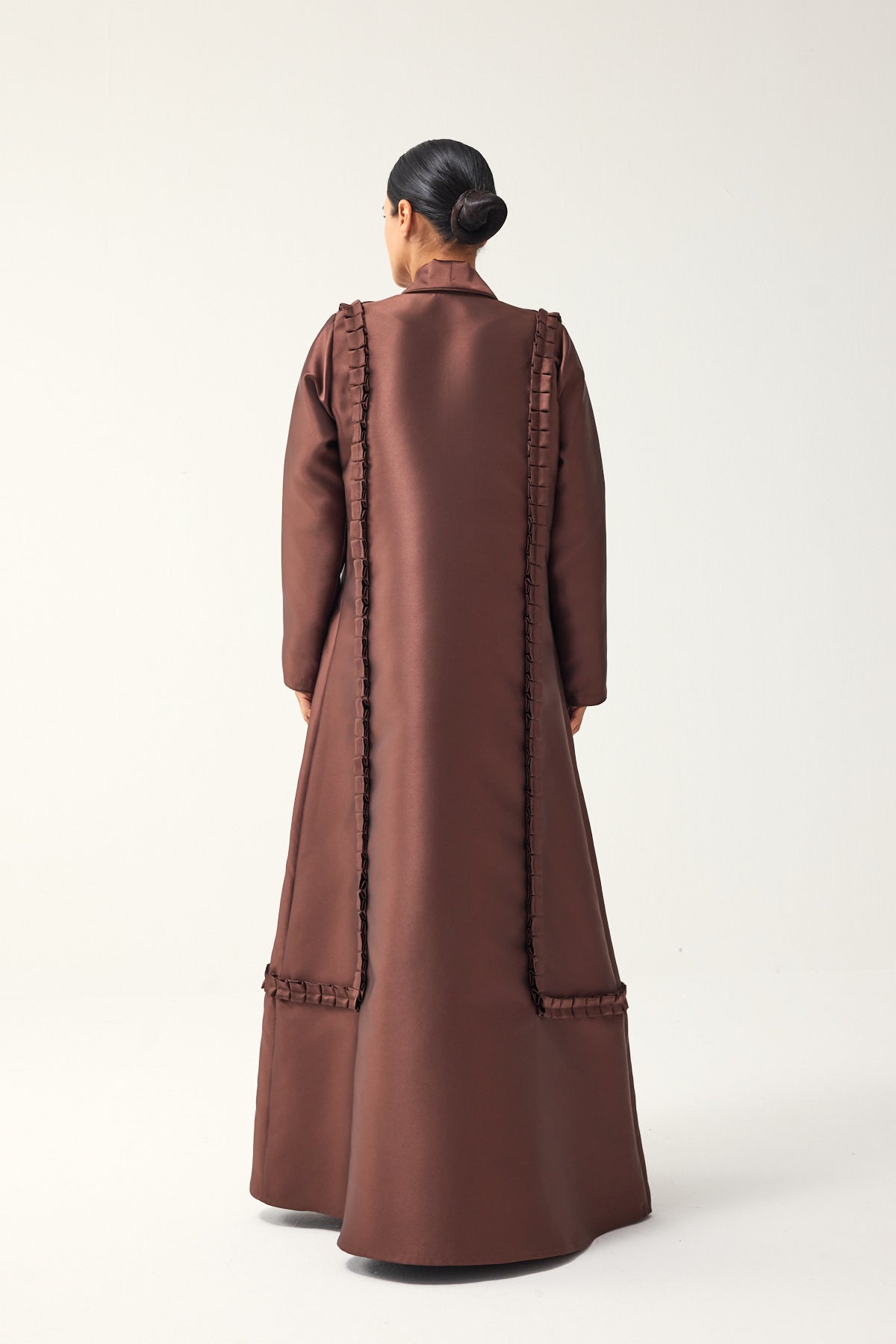 BROWN STRAIGHT FIT SATIN ABAYA