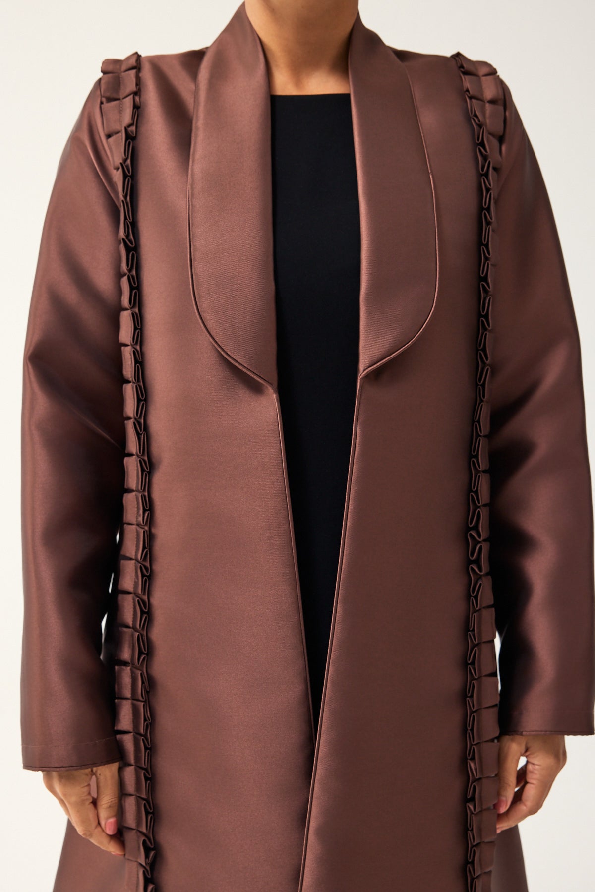 BROWN STRAIGHT FIT SATIN ABAYA