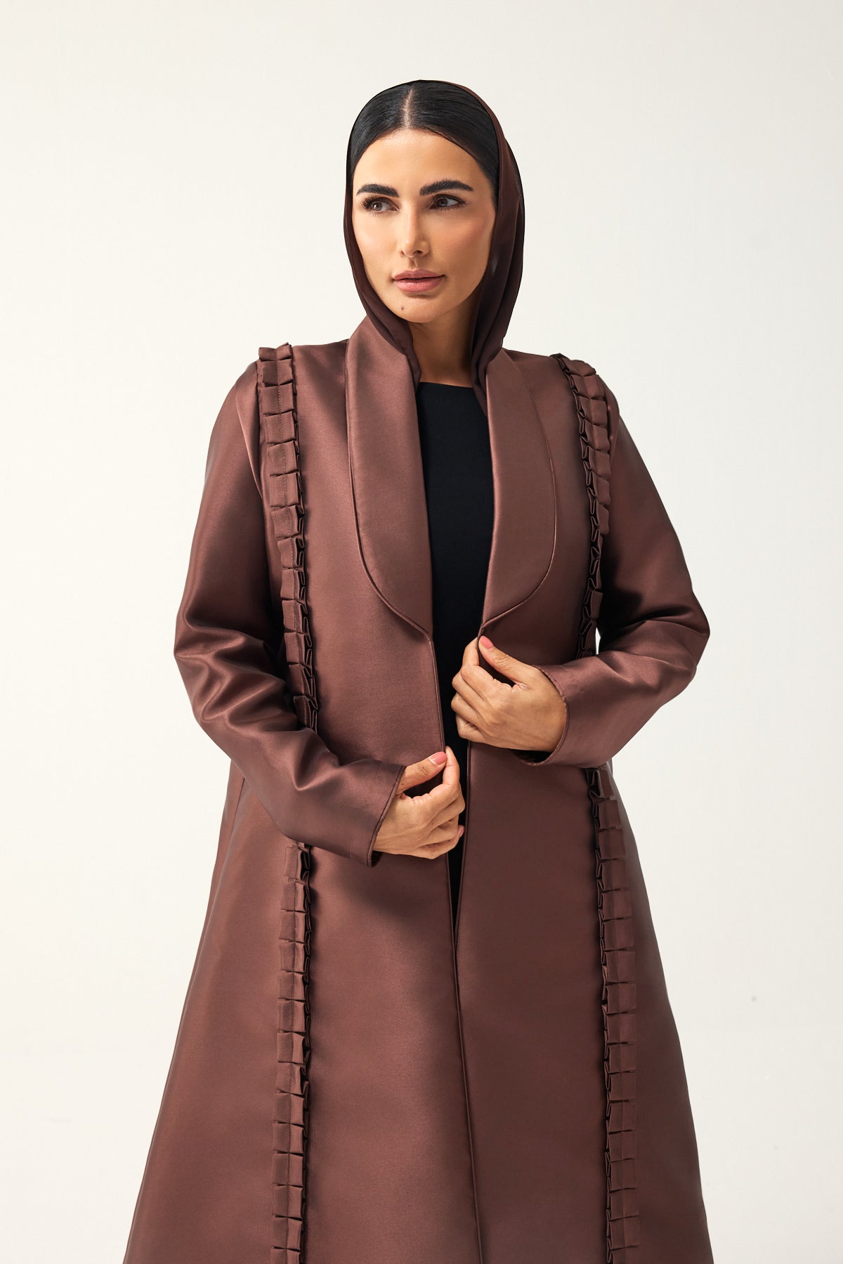 BROWN STRAIGHT FIT SATIN ABAYA