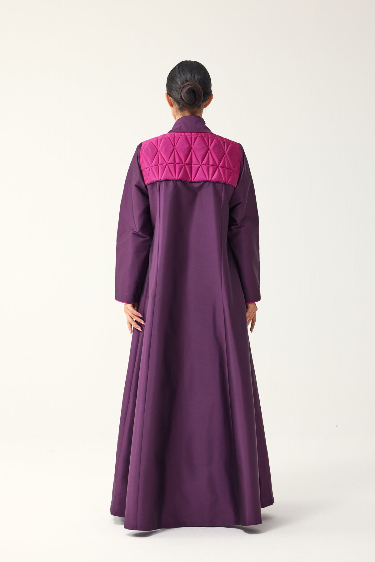 PURPLE AND PINK A-LINE FIT TAFFETA ABAYA