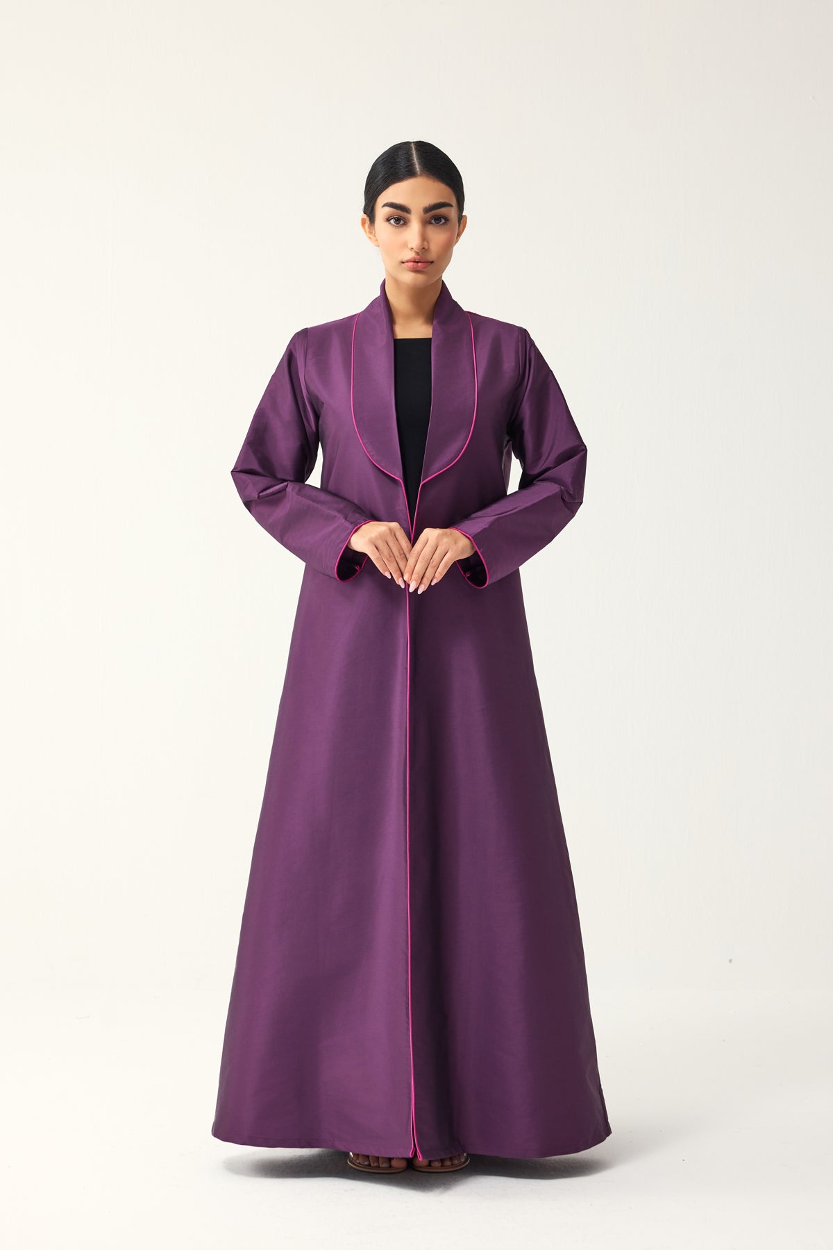 PURPLE AND PINK A-LINE FIT TAFFETA ABAYA