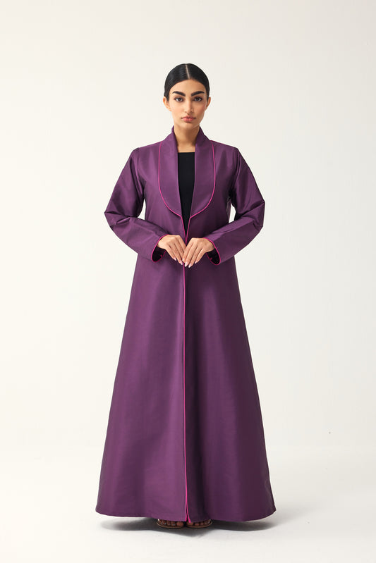 PURPLE AND PINK A-LINE FIT TAFFETA ABAYA