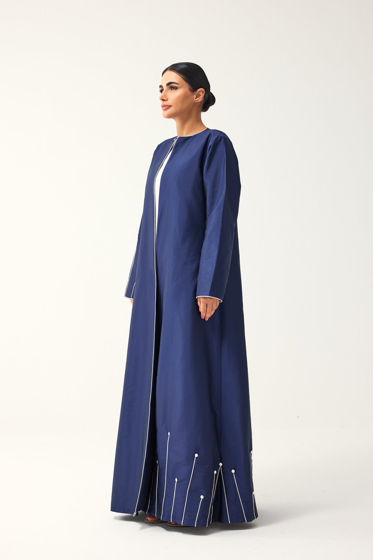 BLUE LOOSE FIT TAFFETA ABAYA