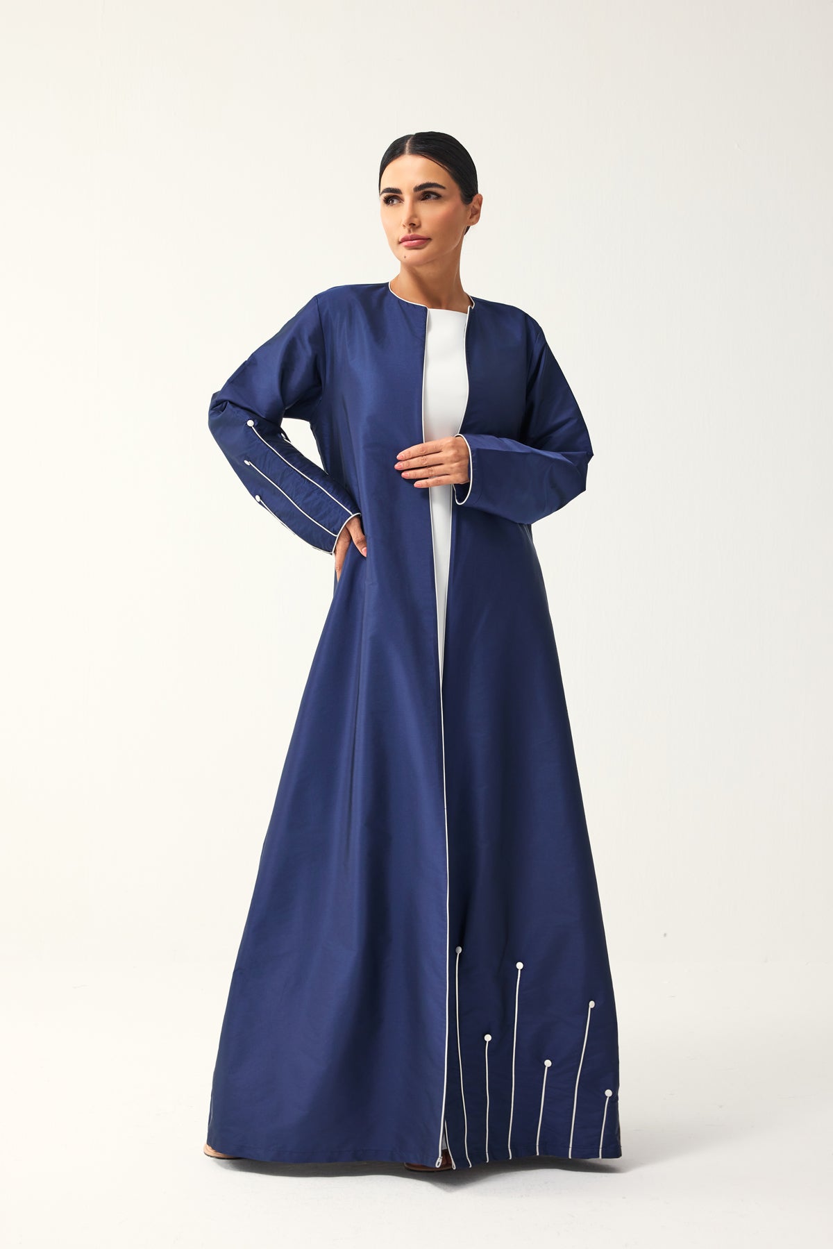 BLUE LOOSE FIT TAFFETA ABAYA