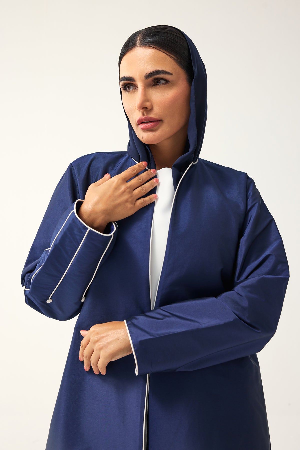 BLUE LOOSE FIT TAFFETA ABAYA