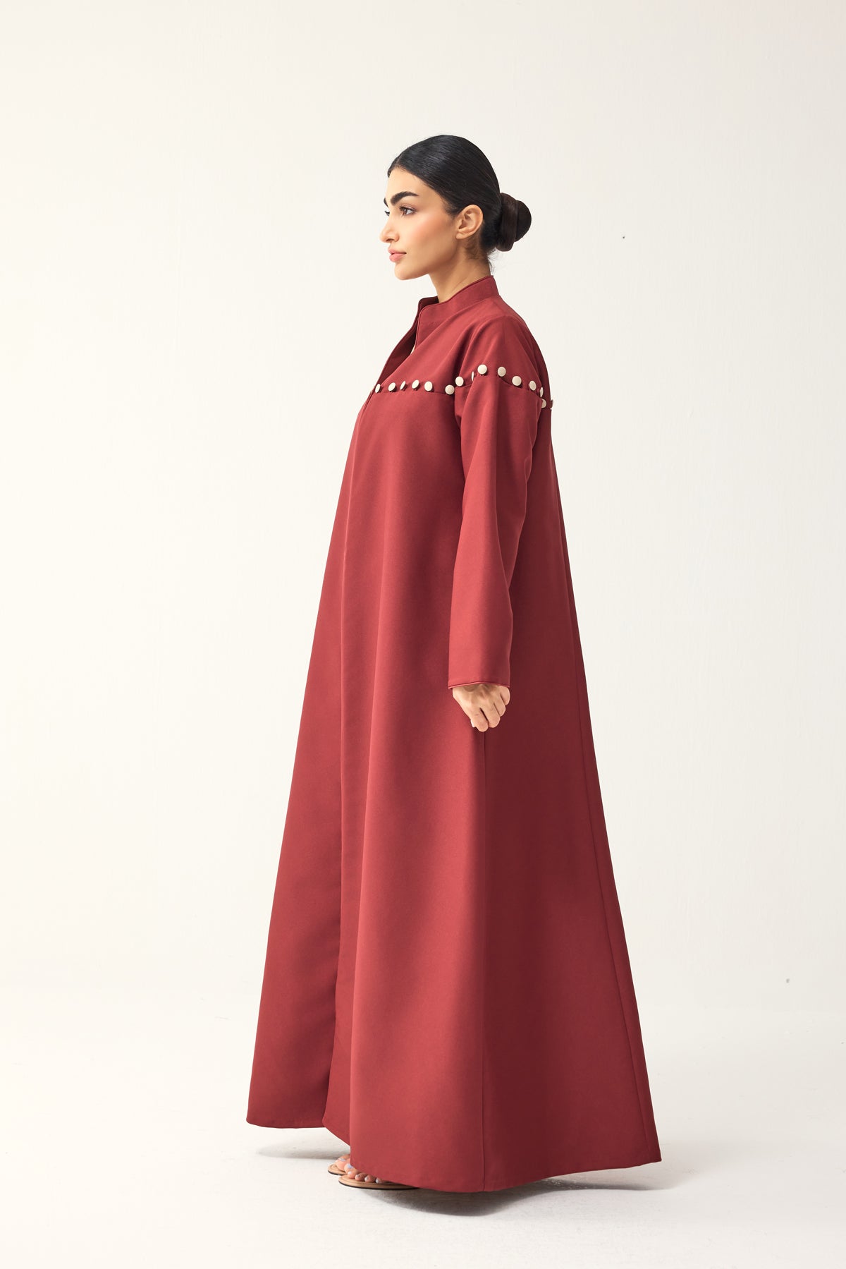 RED STRAIGHT FIT ABAYA
