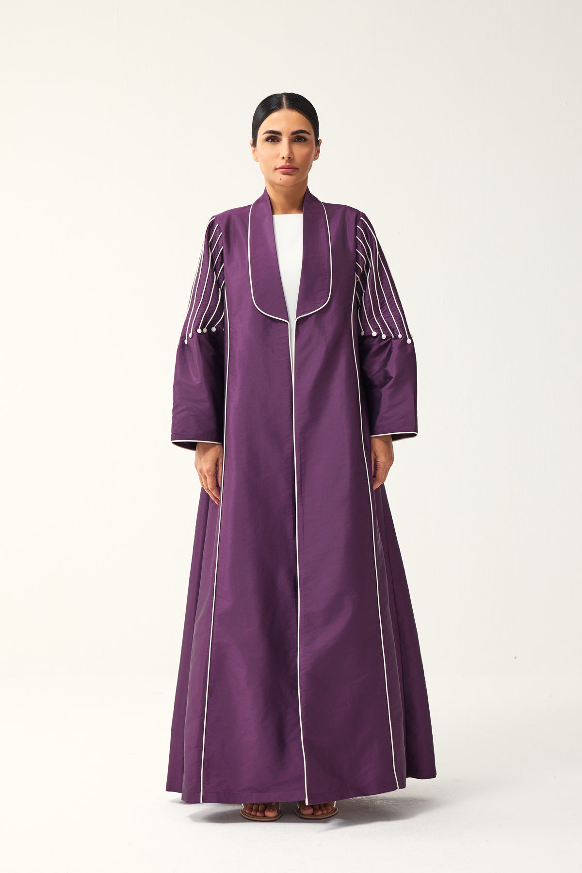 PURPLE LOOSE FIT TAFFETA ABAYA