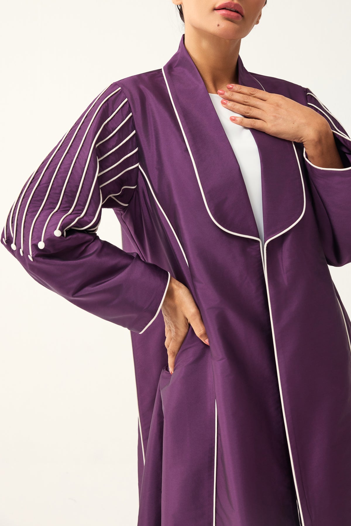 PURPLE LOOSE FIT TAFFETA ABAYA