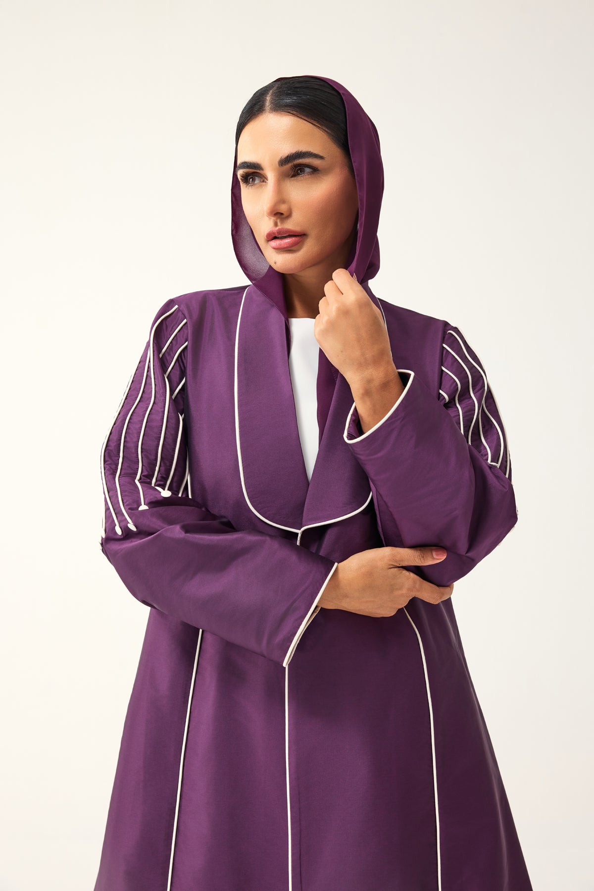 PURPLE LOOSE FIT TAFFETA ABAYA