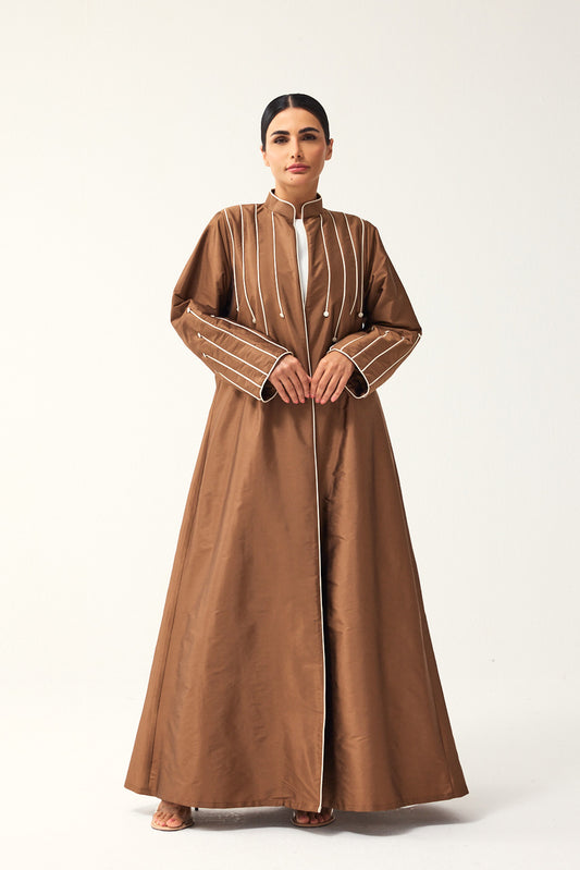 BROWN LOOSE FIT TAFFETA ABAYA