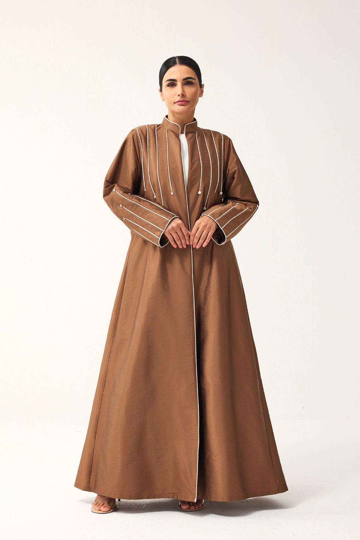 BROWN LOOSE FIT TAFFETA ABAYA