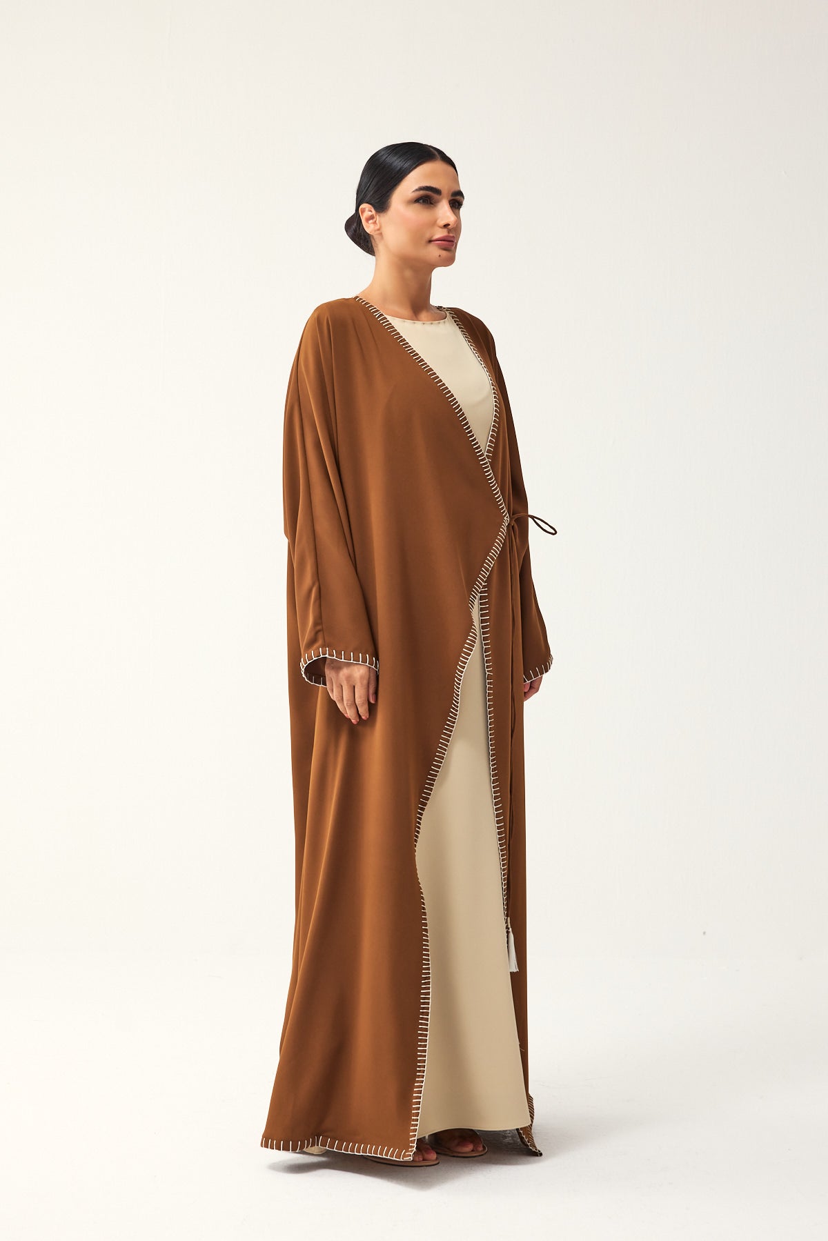 TAN BROWN OVERSIZED FIT CREPE DAILY ABAYA