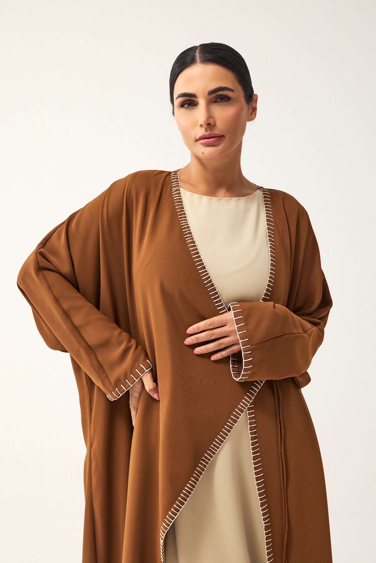 TAN BROWN OVERSIZED FIT CREPE DAILY ABAYA