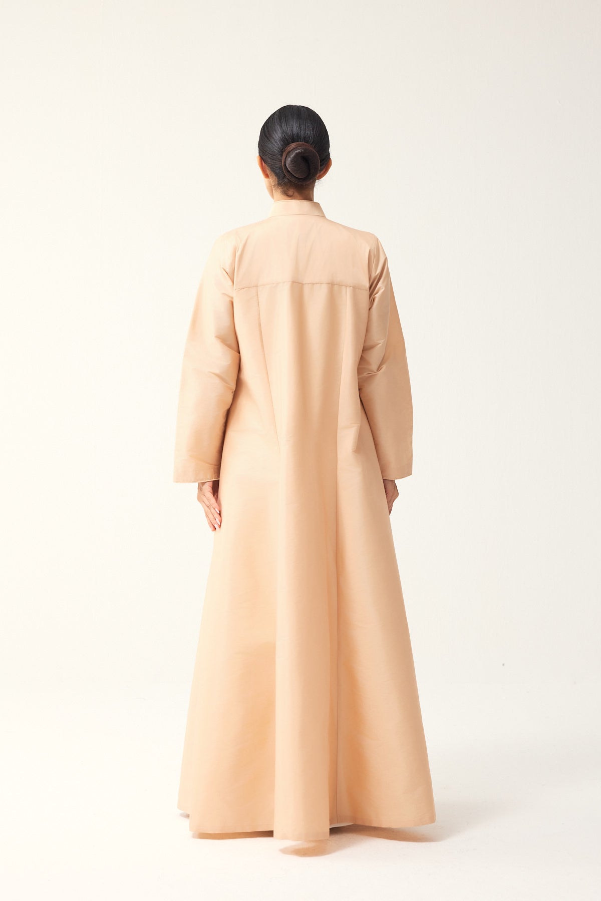BEIGE AND CREAM A-LINE FIT TAFFETA ABAYA