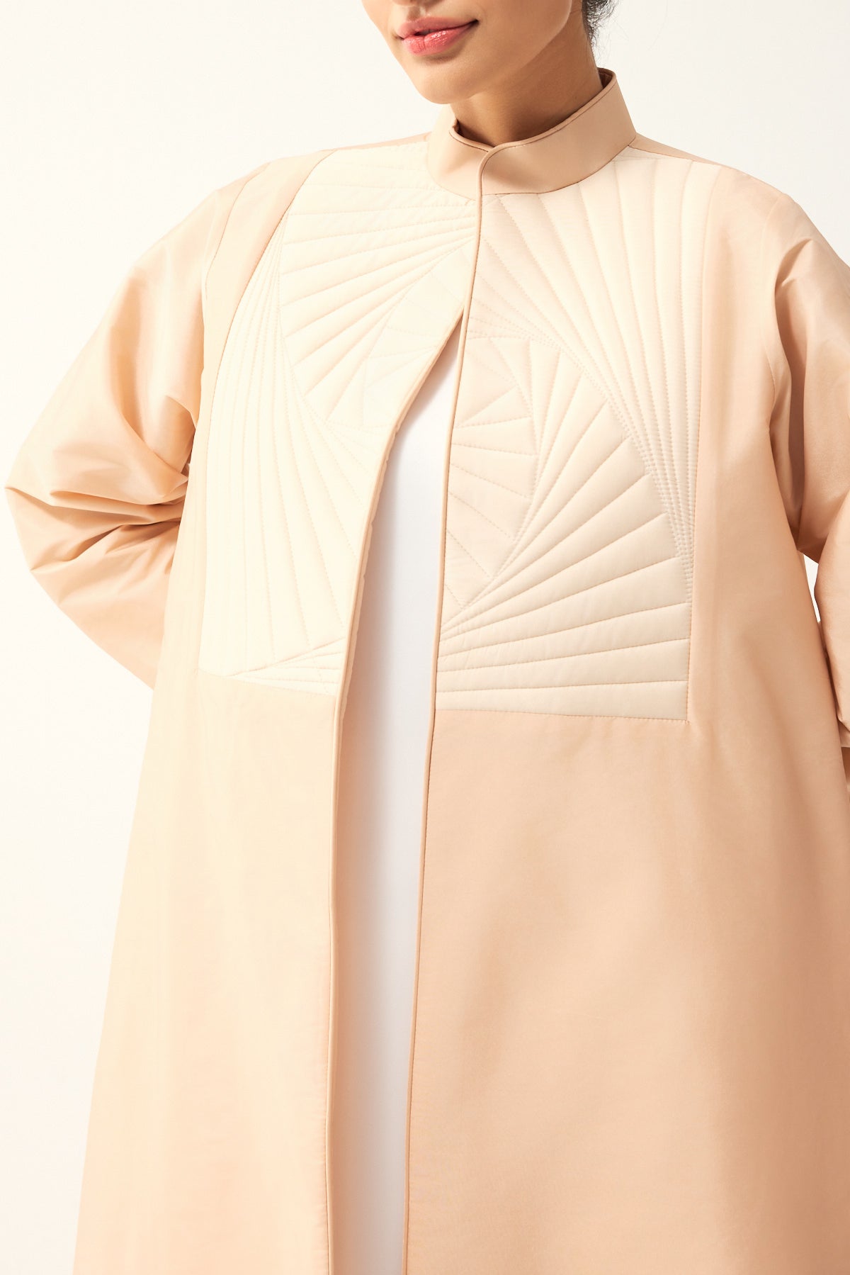 BEIGE AND CREAM A-LINE FIT TAFFETA ABAYA