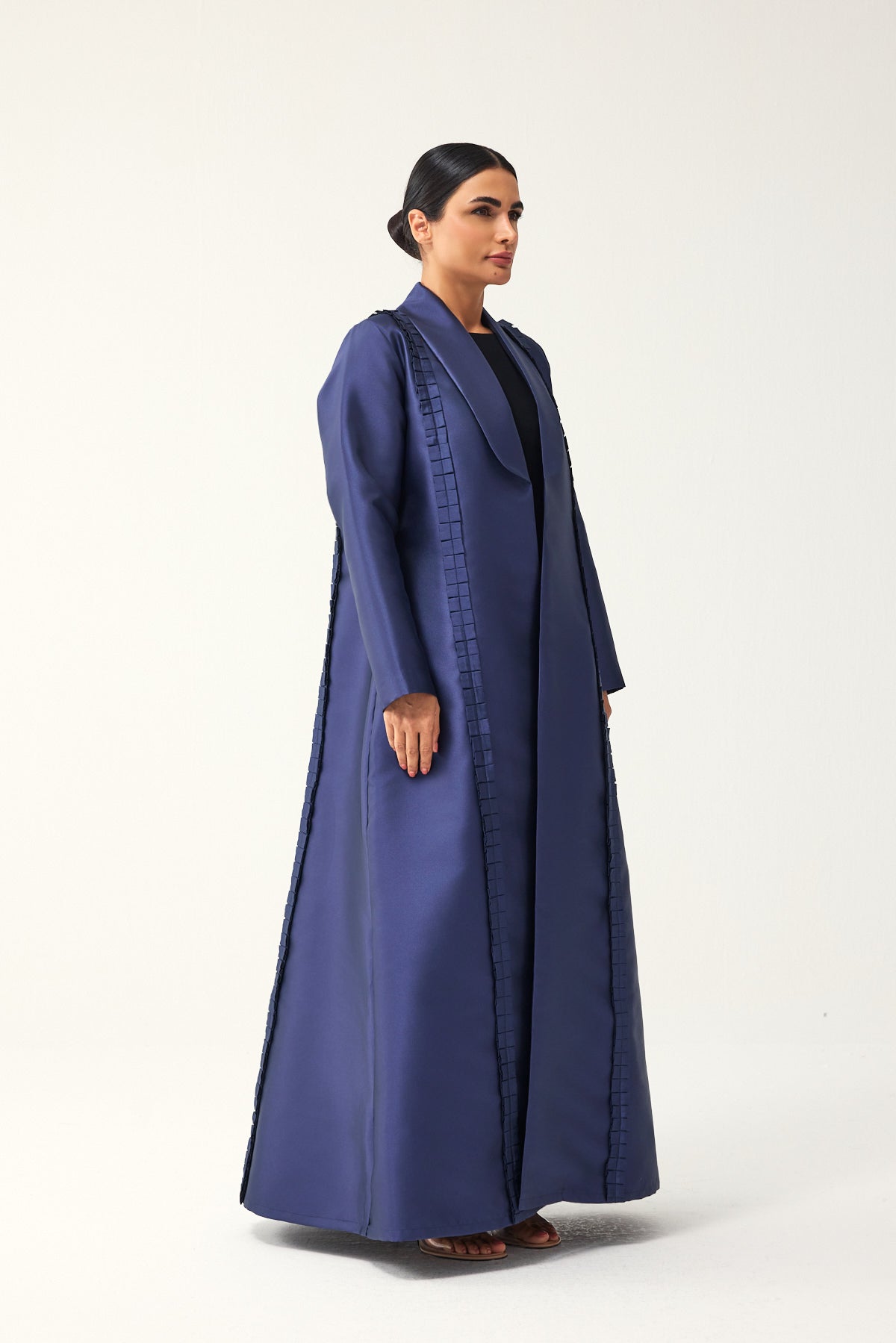 BLUE STRAIGHT FIT SATIN ABAYA