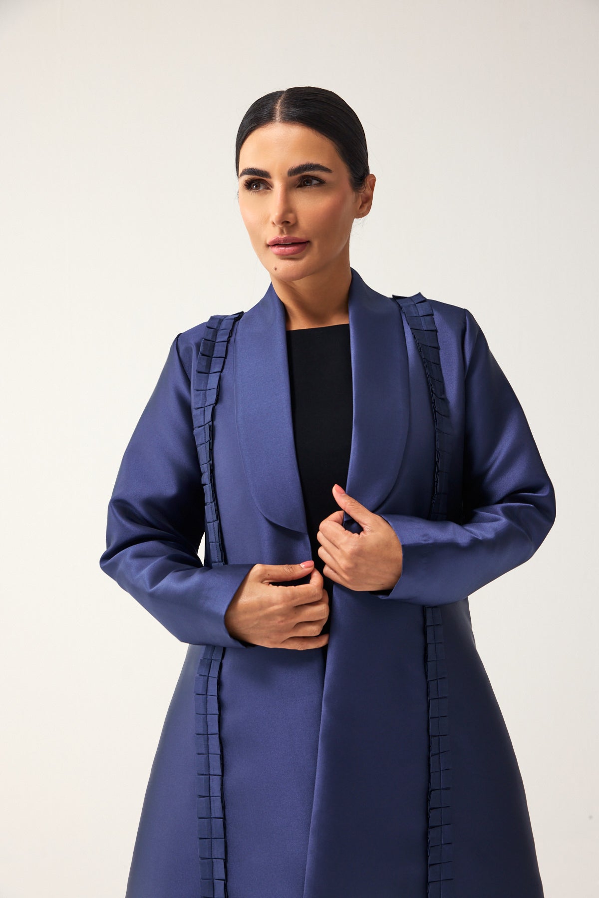 BLUE STRAIGHT FIT SATIN ABAYA