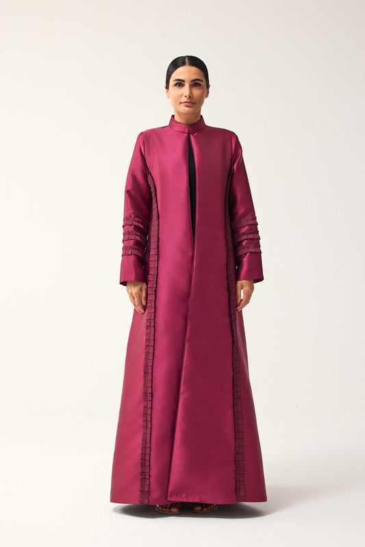MAGENTA STRAIGHT FIT SATIN ABAYA