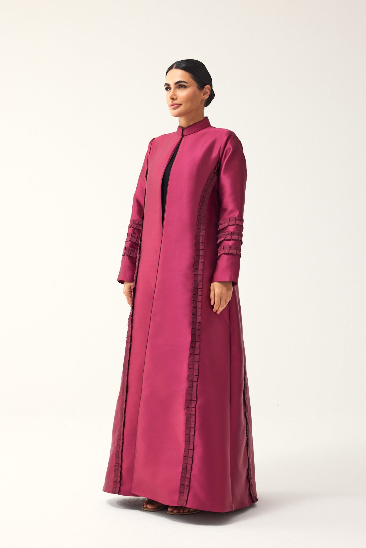 MAGENTA STRAIGHT FIT SATIN ABAYA