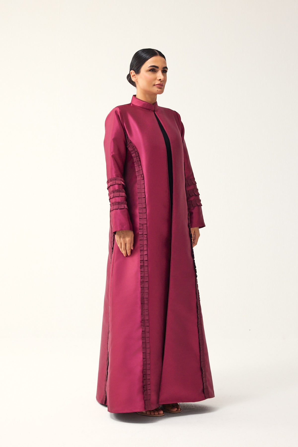 MAGENTA STRAIGHT FIT SATIN ABAYA