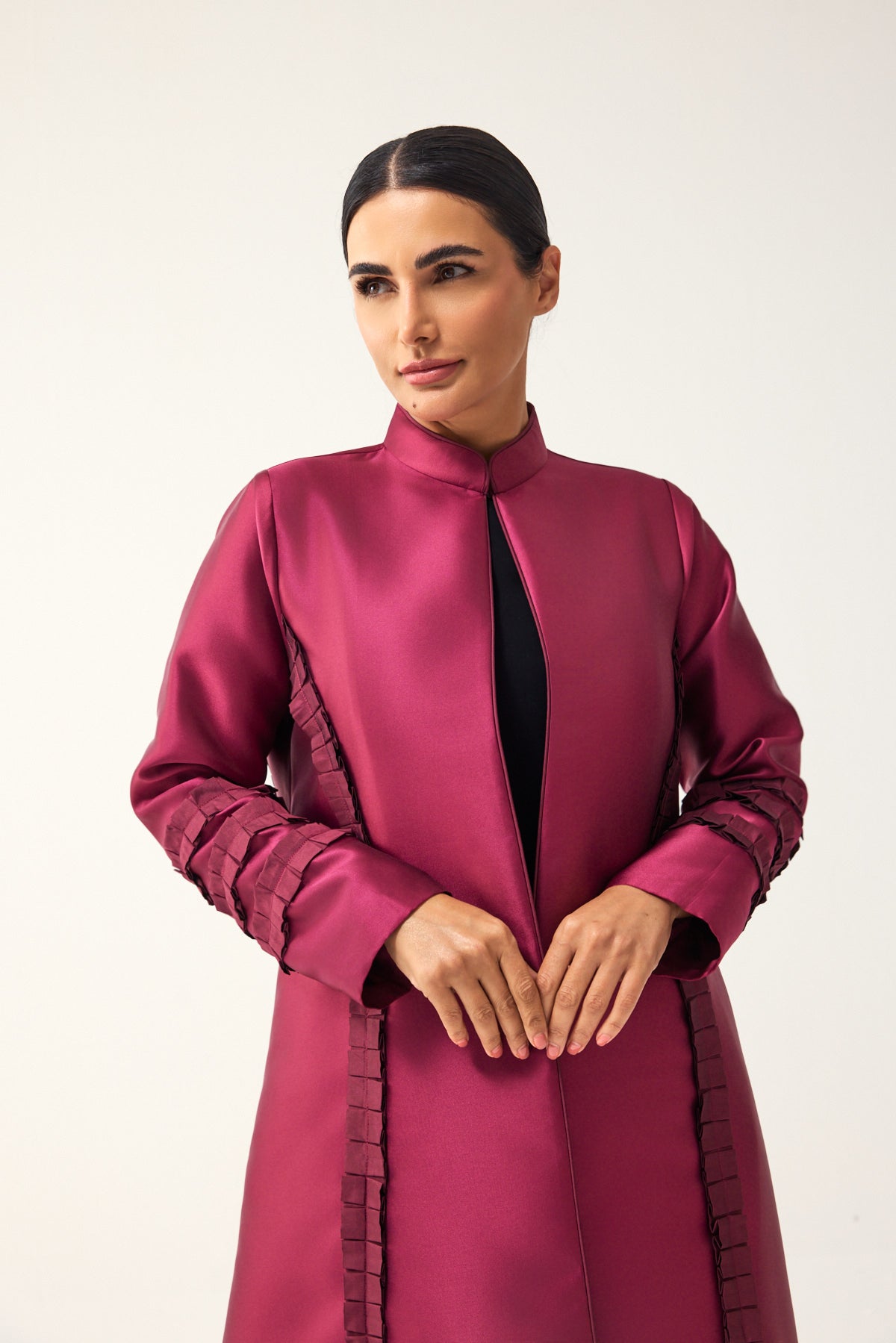 MAGENTA STRAIGHT FIT SATIN ABAYA