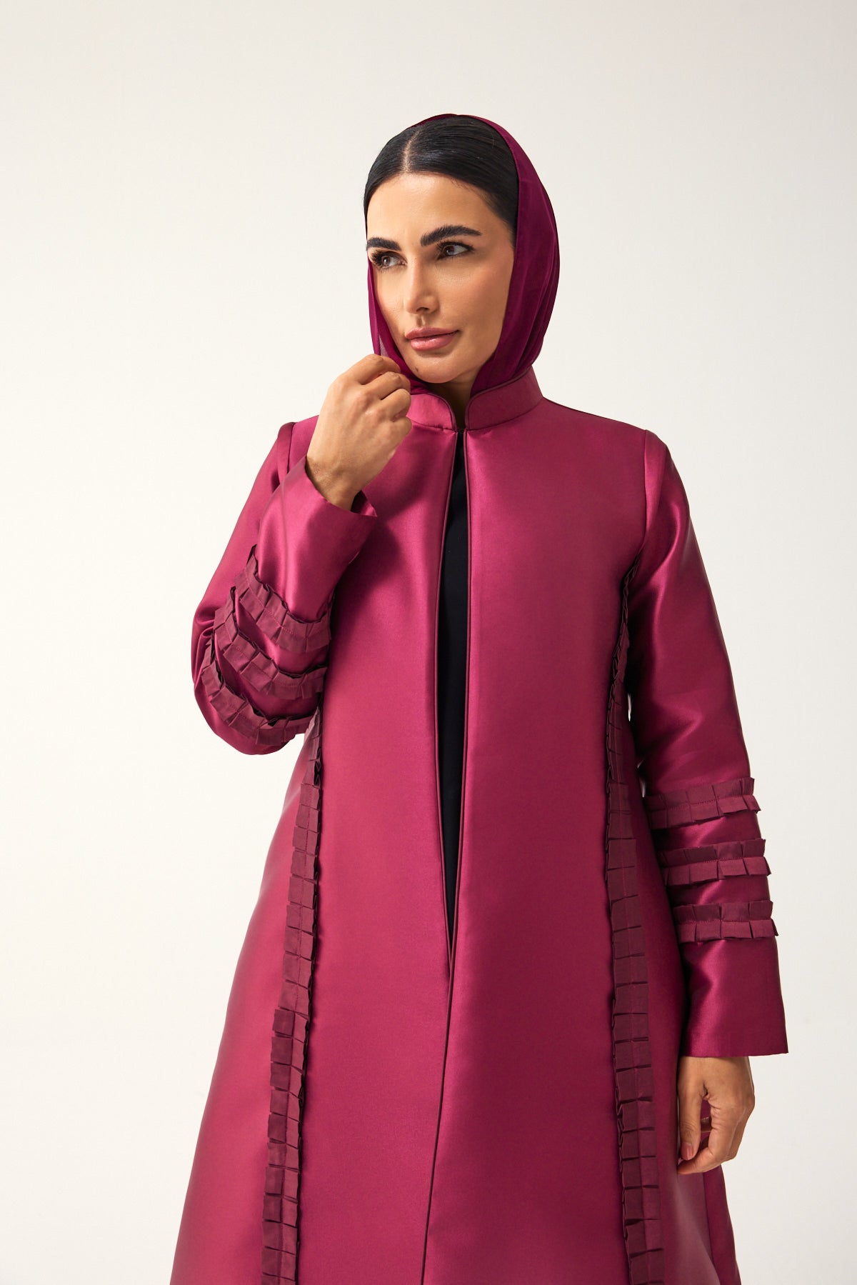 MAGENTA STRAIGHT FIT SATIN ABAYA