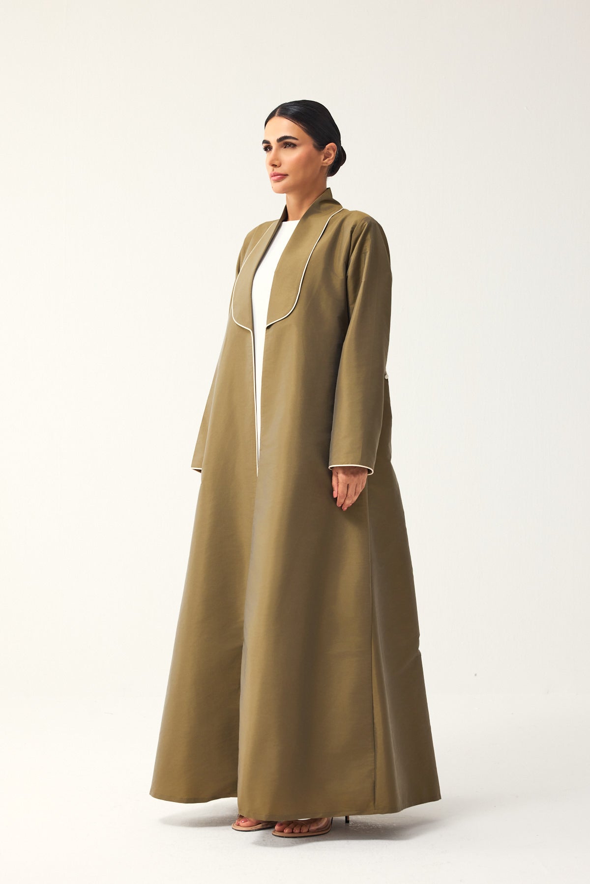 OLIVE LOOSE FIT TAFFETA ABAYA