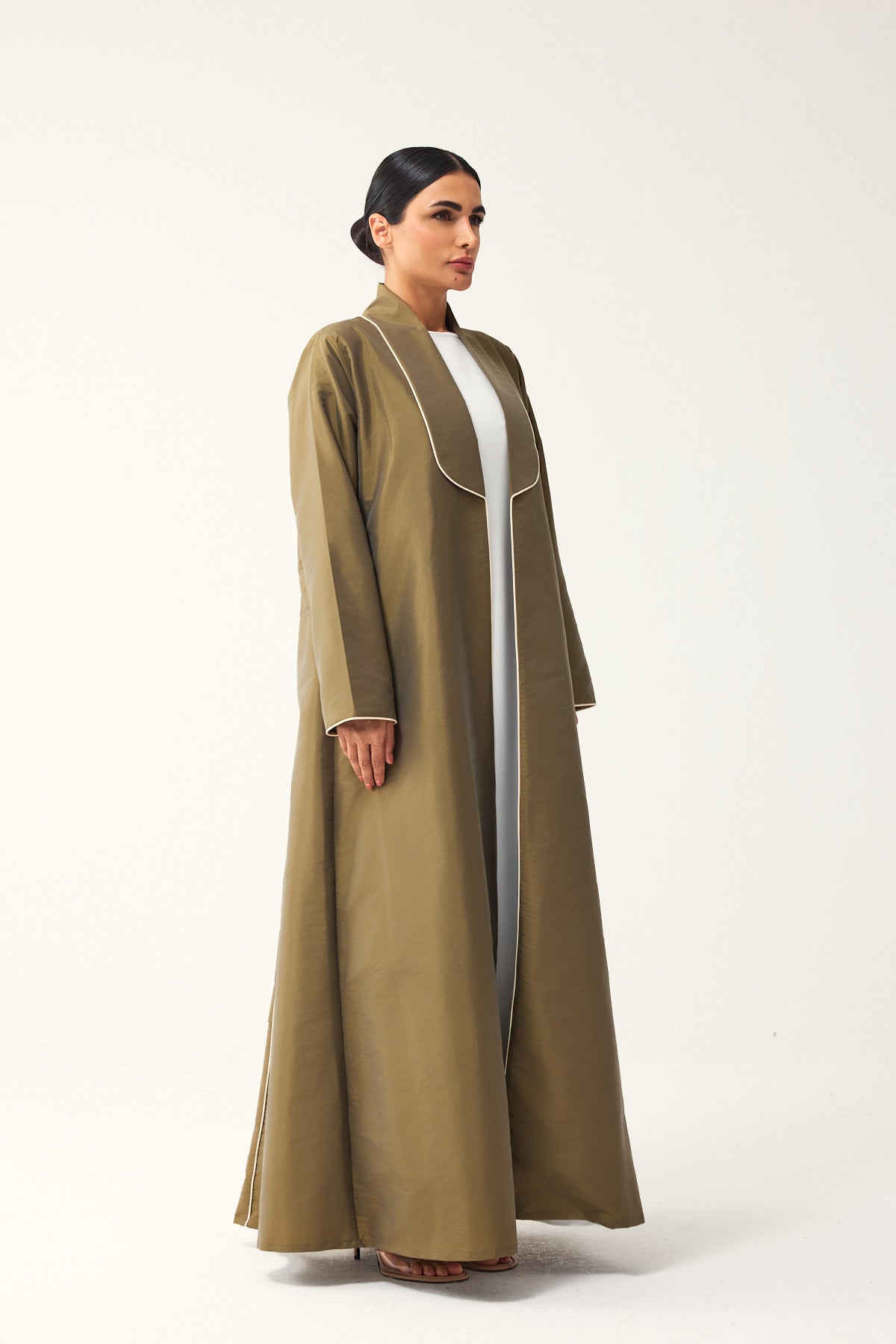 OLIVE LOOSE FIT TAFFETA ABAYA