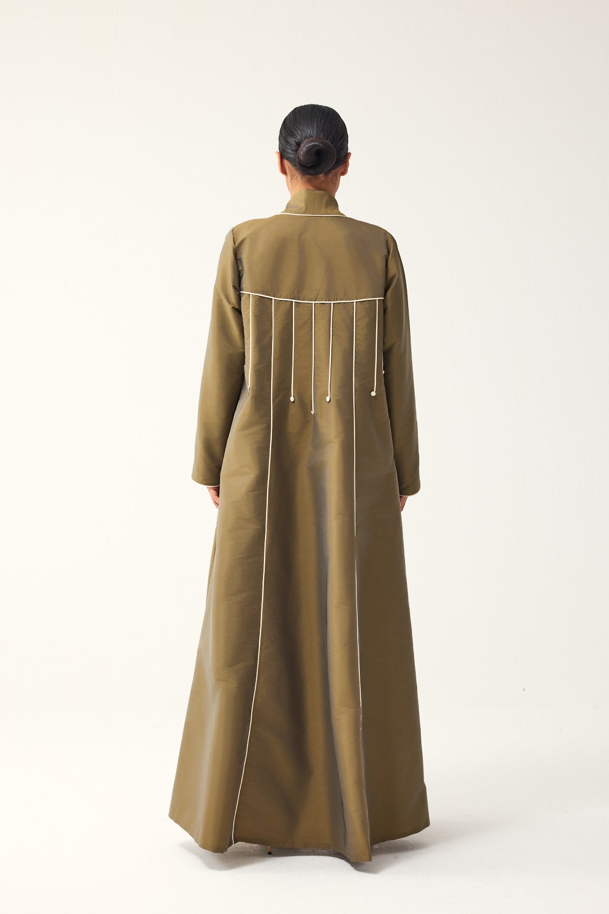 OLIVE LOOSE FIT TAFFETA ABAYA